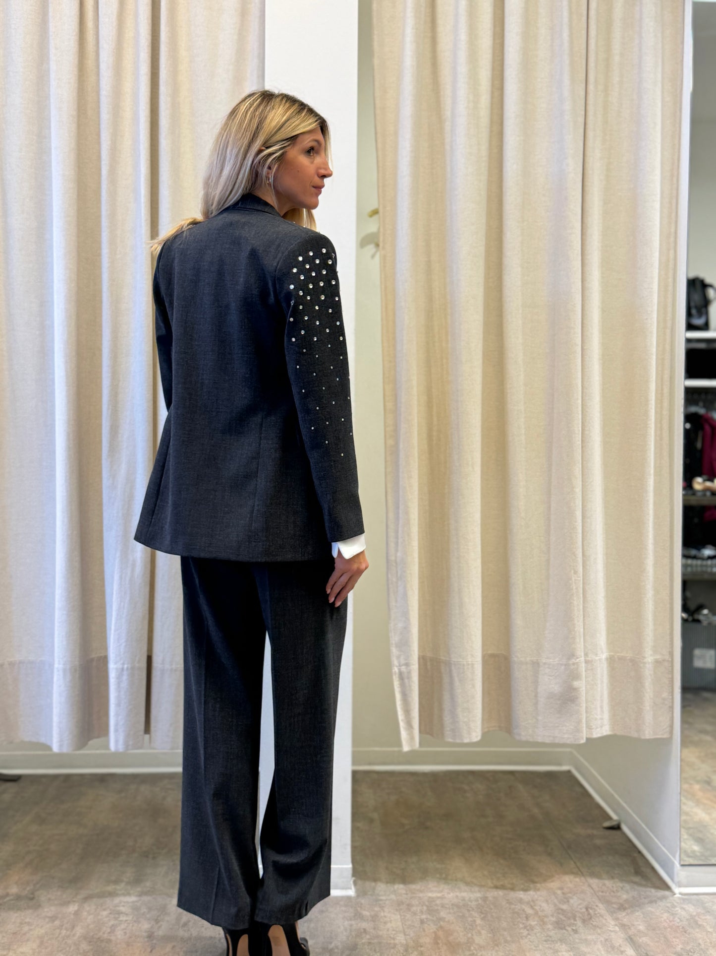 Haveone Pantalone palazzo melange GRIGIO