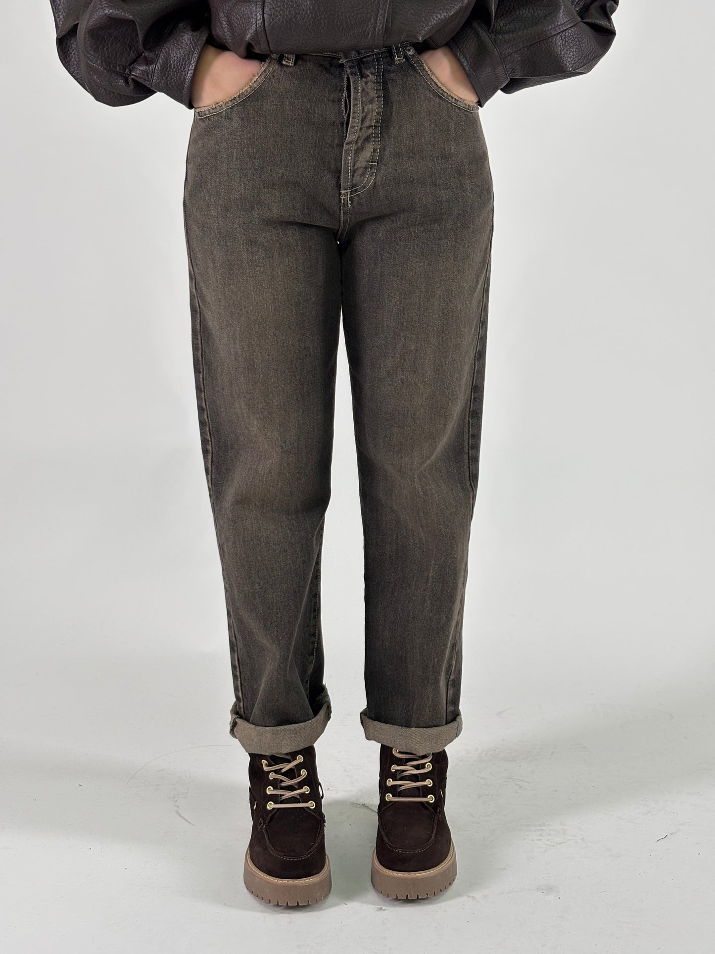 Eco Jeans orlo e tasche effetto used NERO