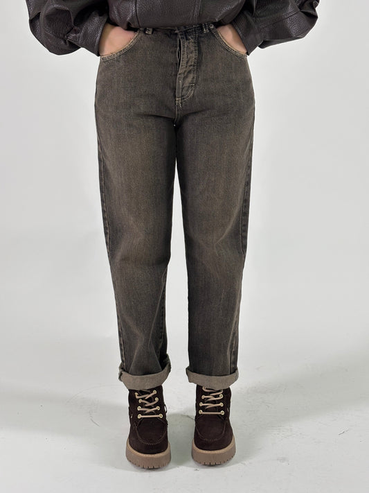 Eco Jeans orlo e tasche effetto used NERO