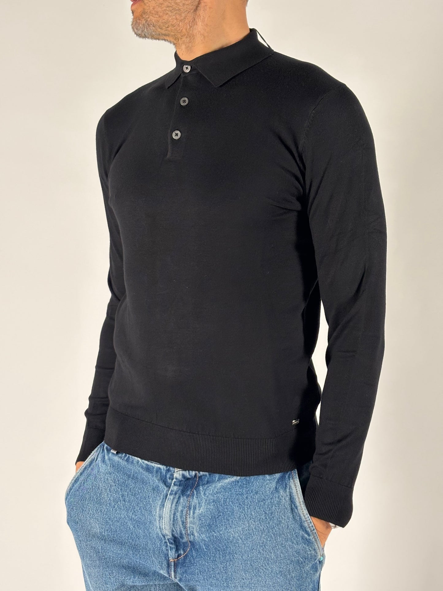 Markup Polo ml in viscosa NERO