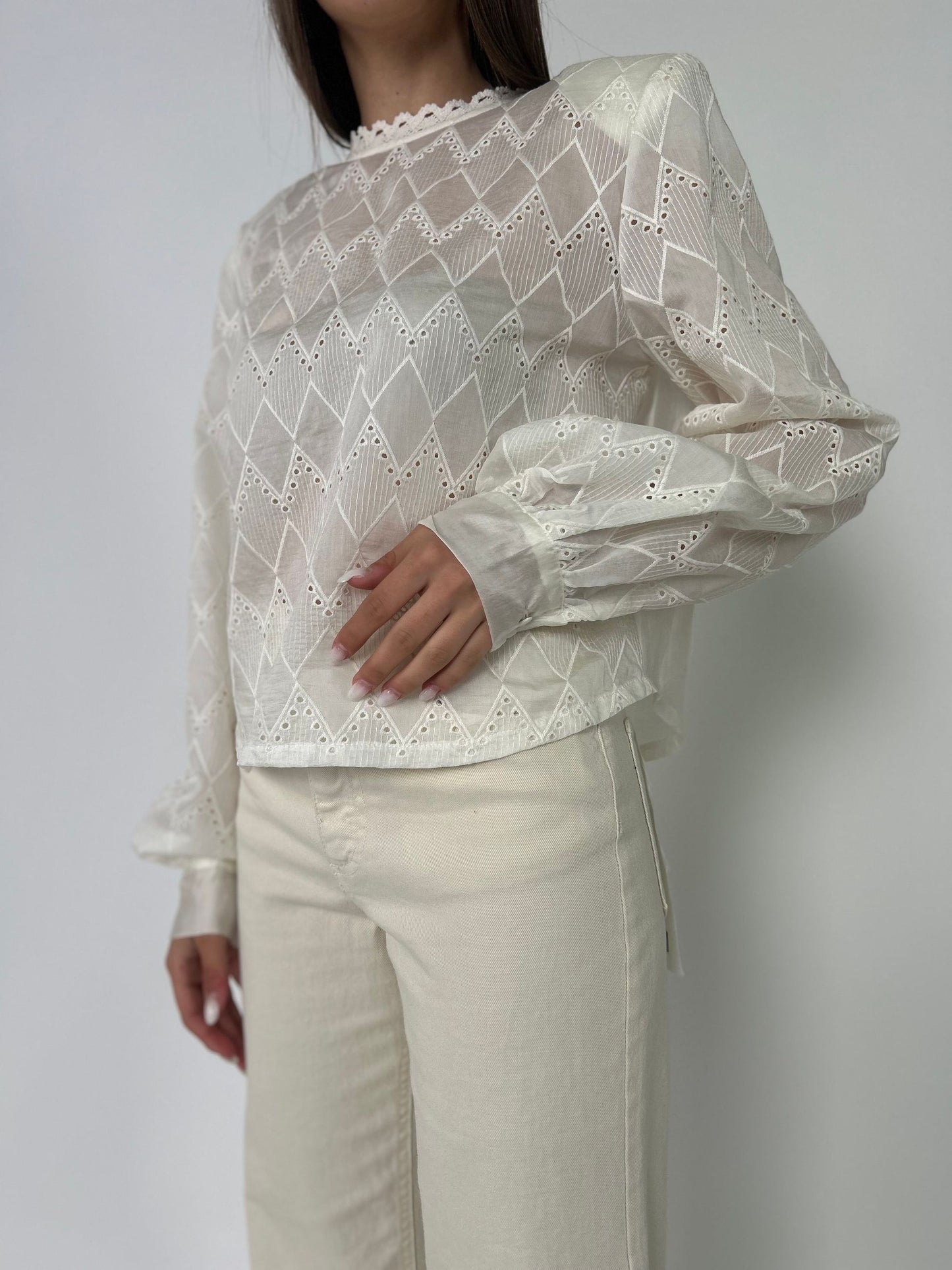 Blusa ml ricamo rombo