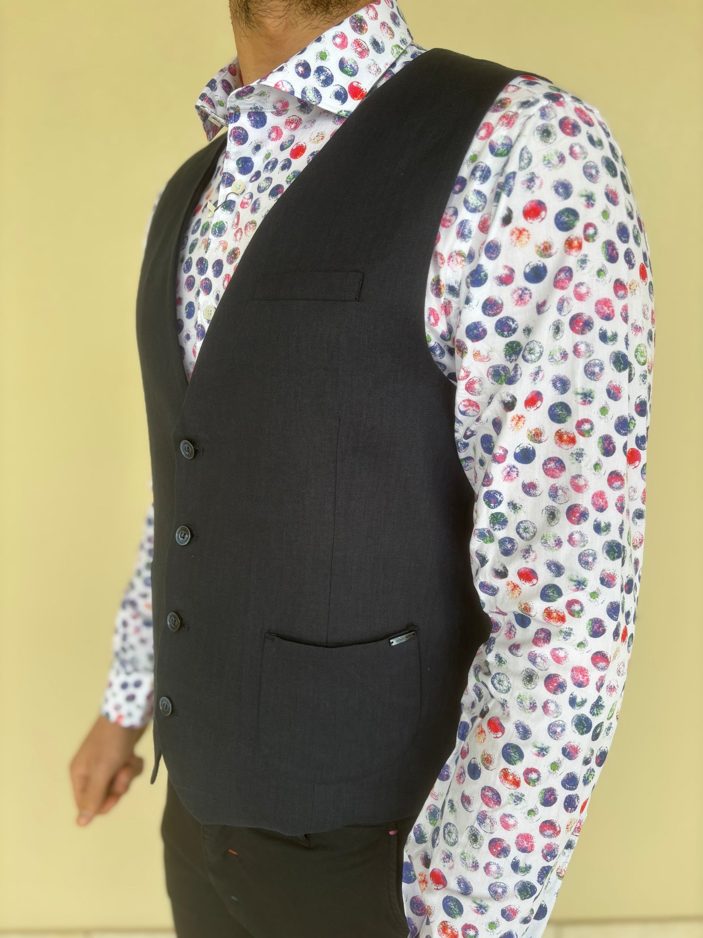 Gianni Lupo Gilet 100%lino BLU