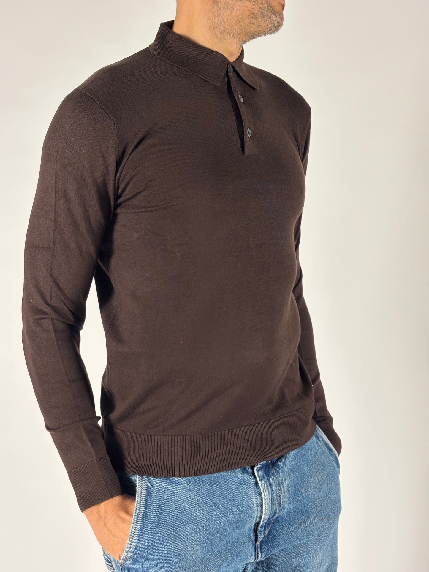 Markup Polo ml in viscosa MARRONE