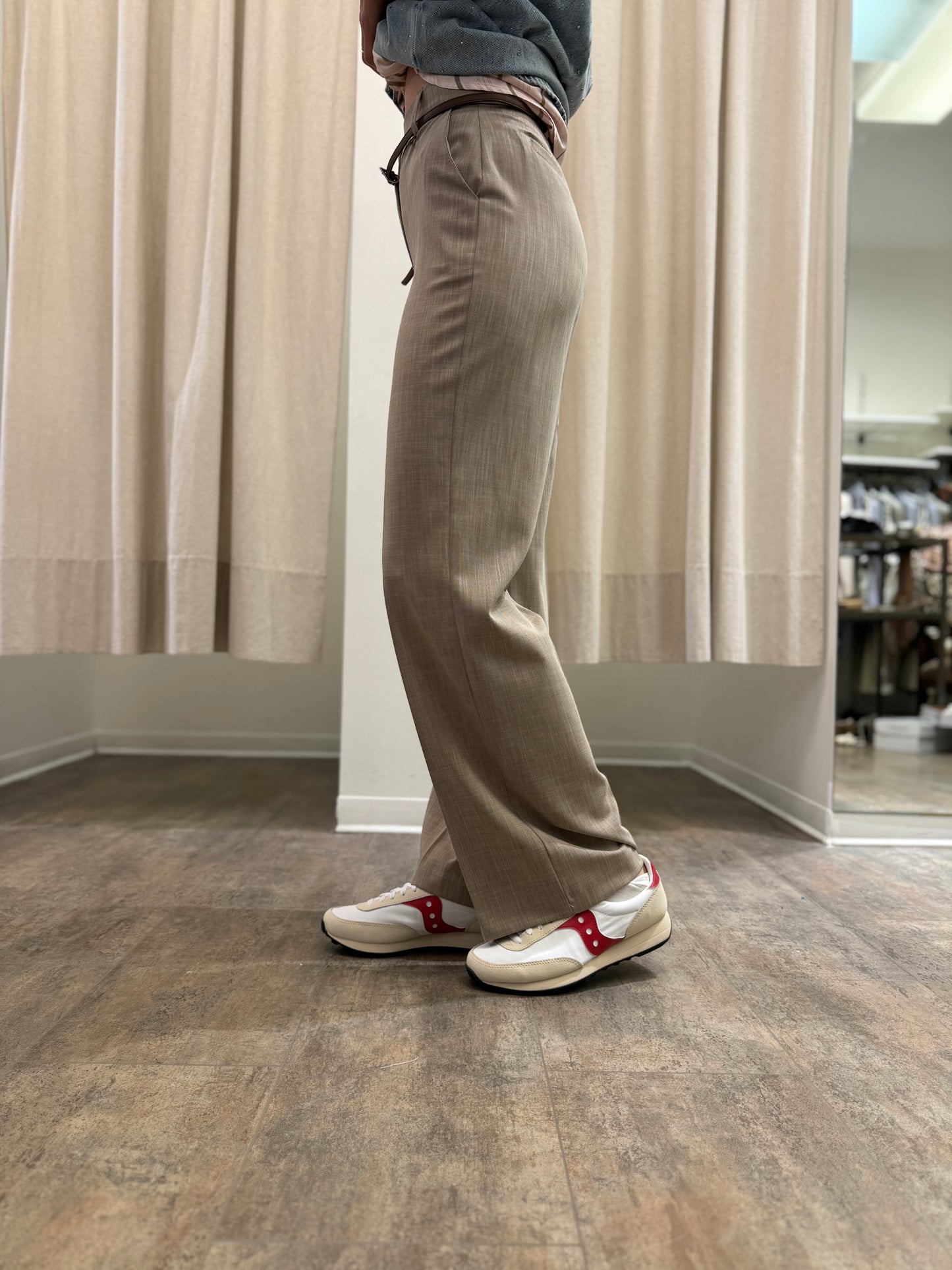 Eco Pantalone a palazzo con cintura SABBIA