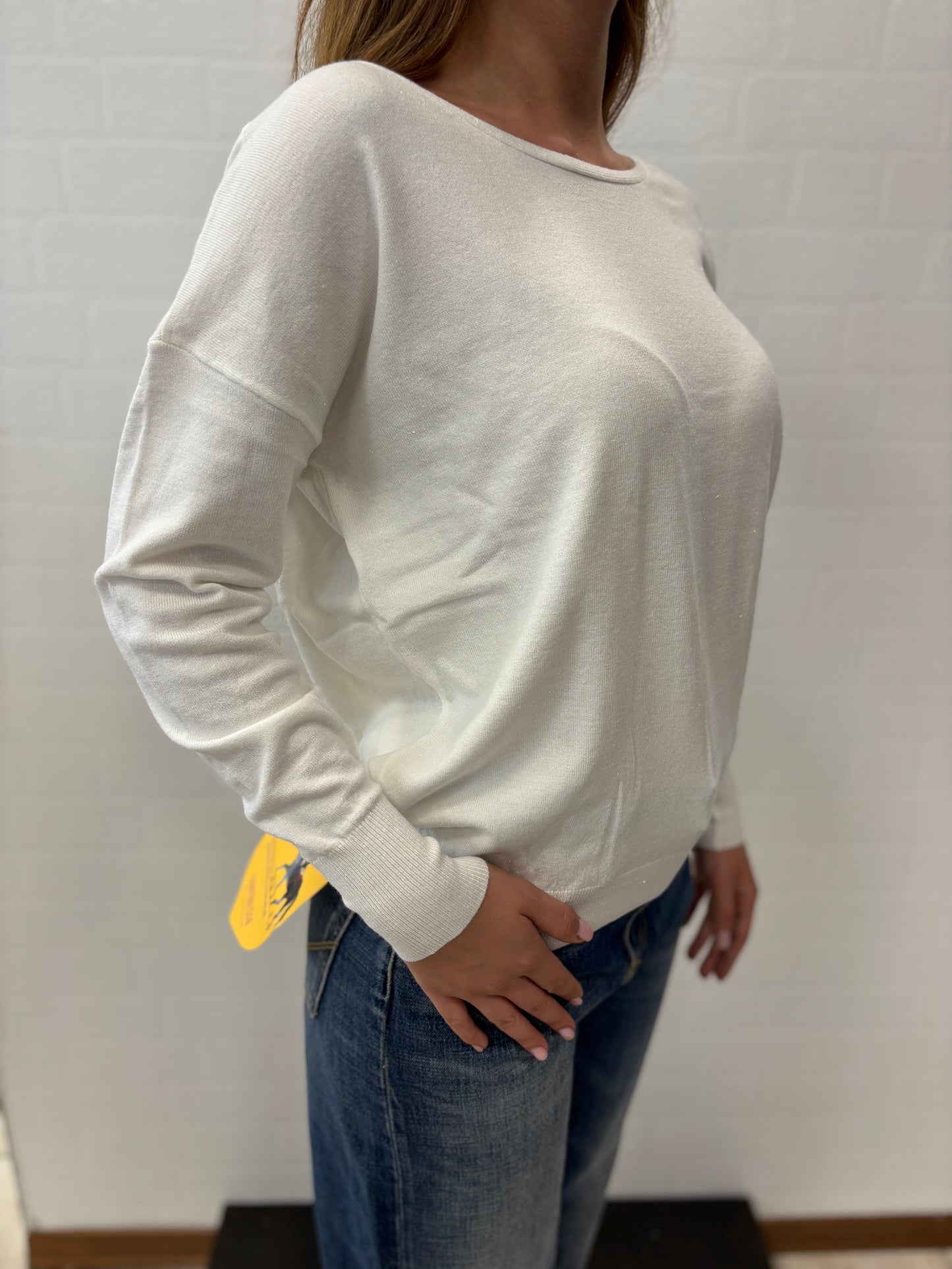 Molly Bracken Maglia ml collo V dietro PANNA
