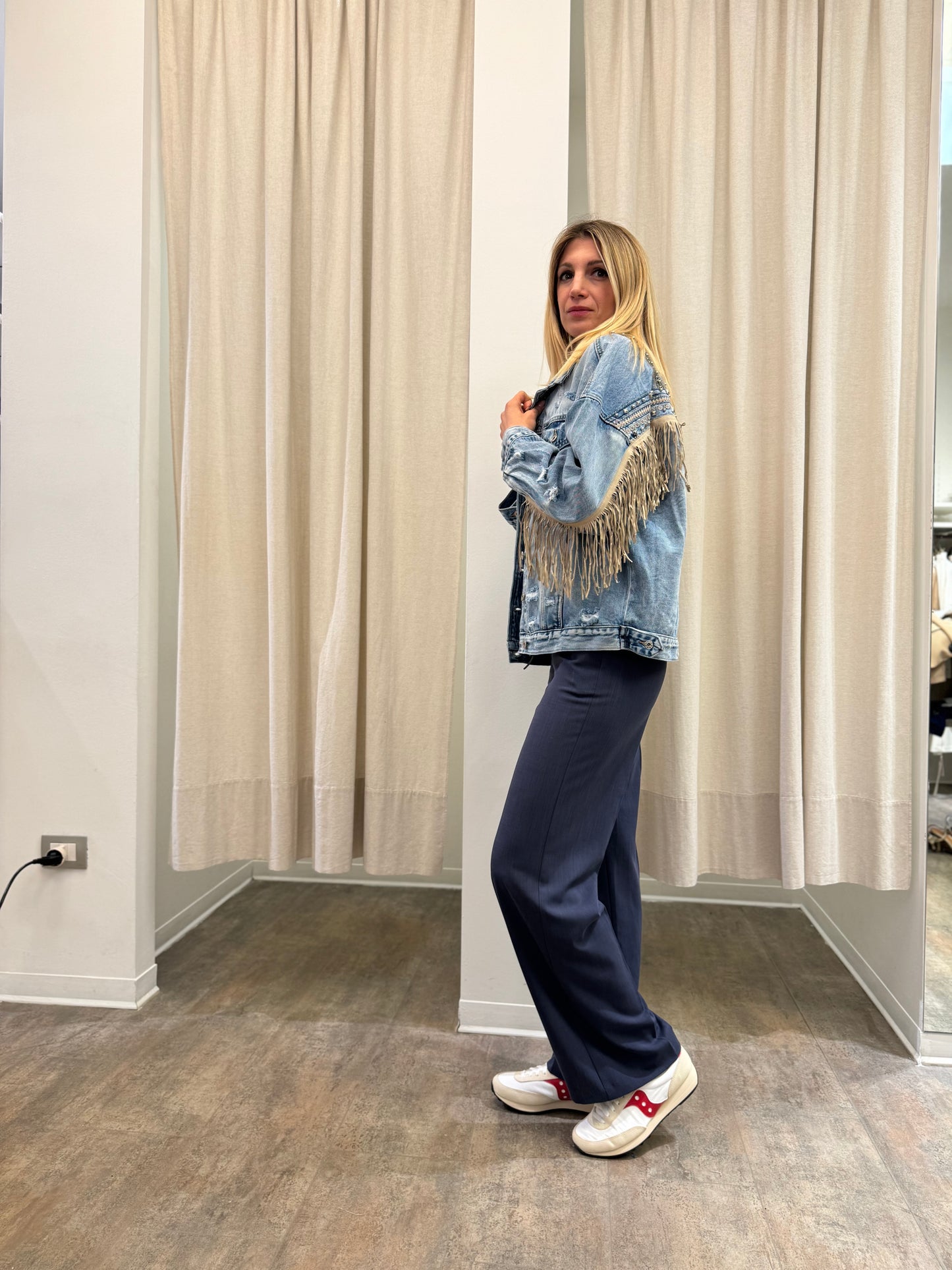 Eco Pantalone a palazzo con cintura BLU