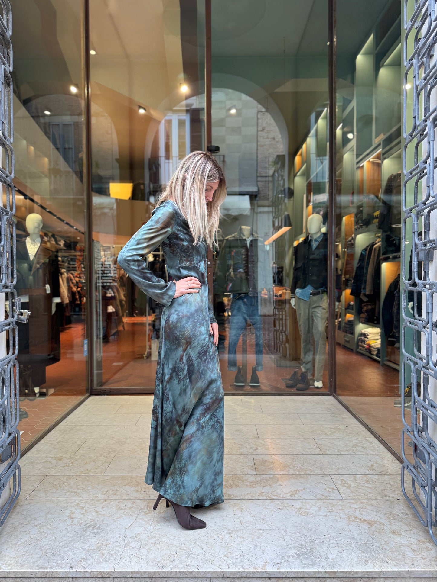 Mercì Abito lungo ml in viscosa VERDE