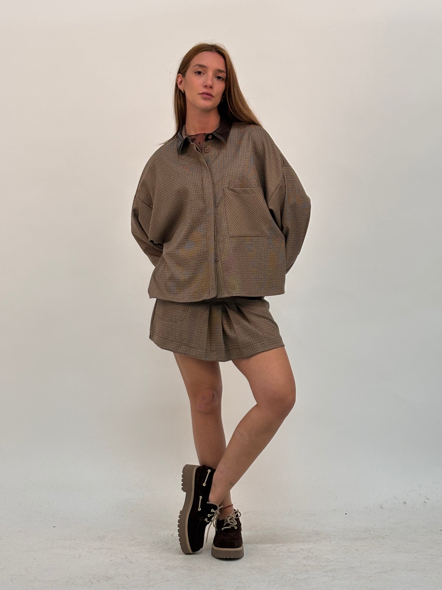 DIXIE camicia giubbino scacchi TABACCO