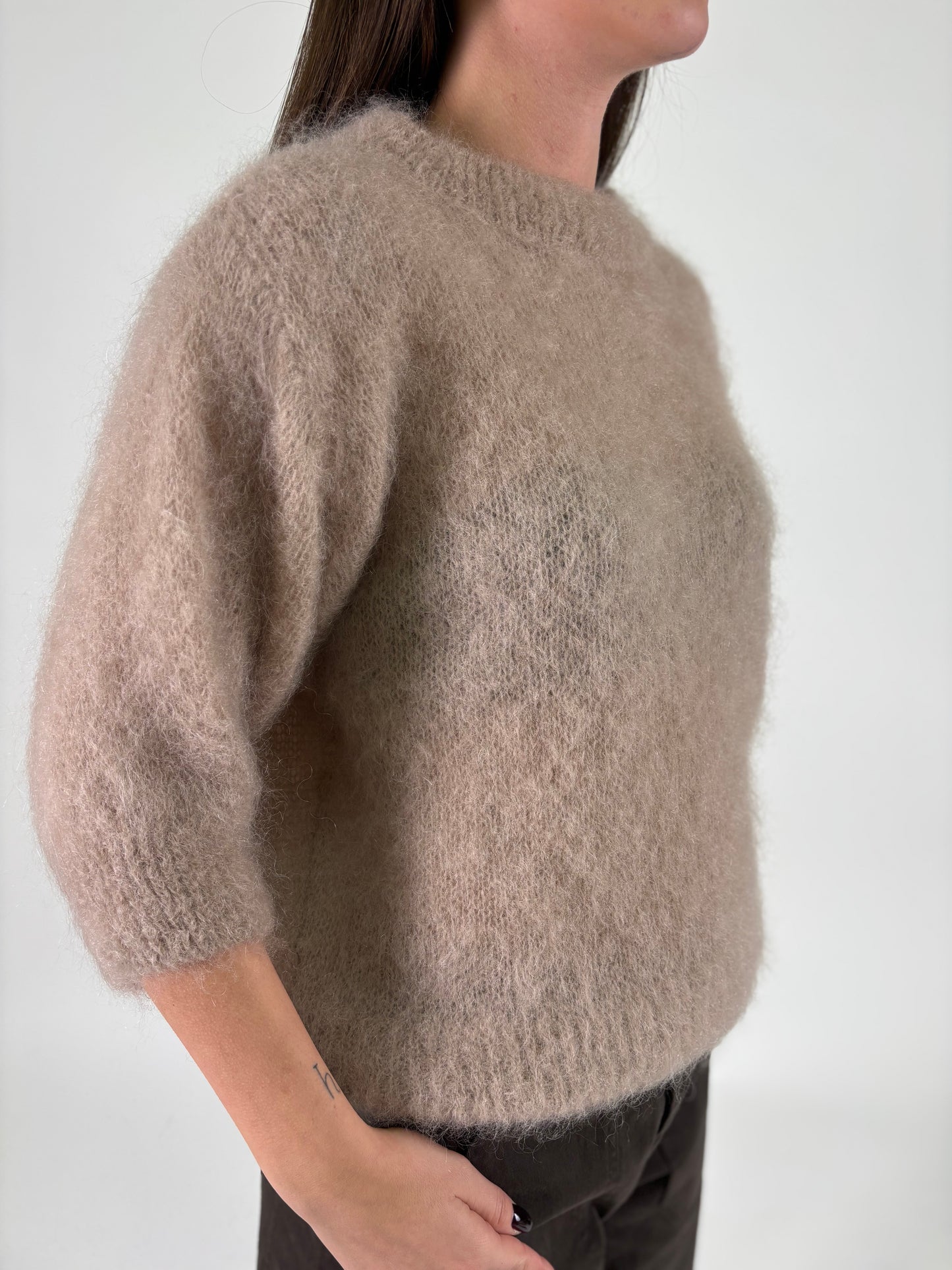 DIXIE maglia mohair m/corta BEIGE