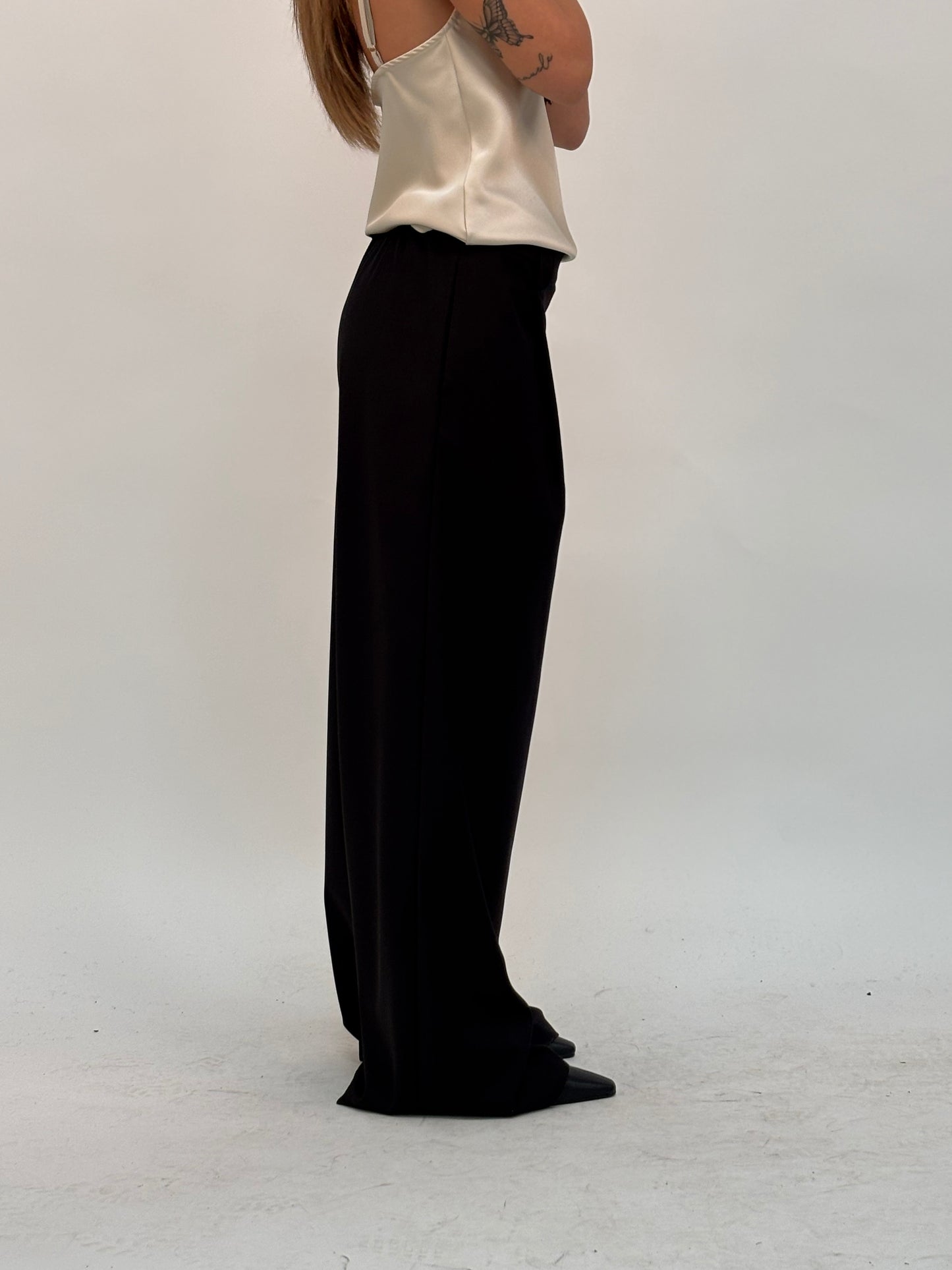 Dixie Pantalone palazzo con elastico in vita NERO