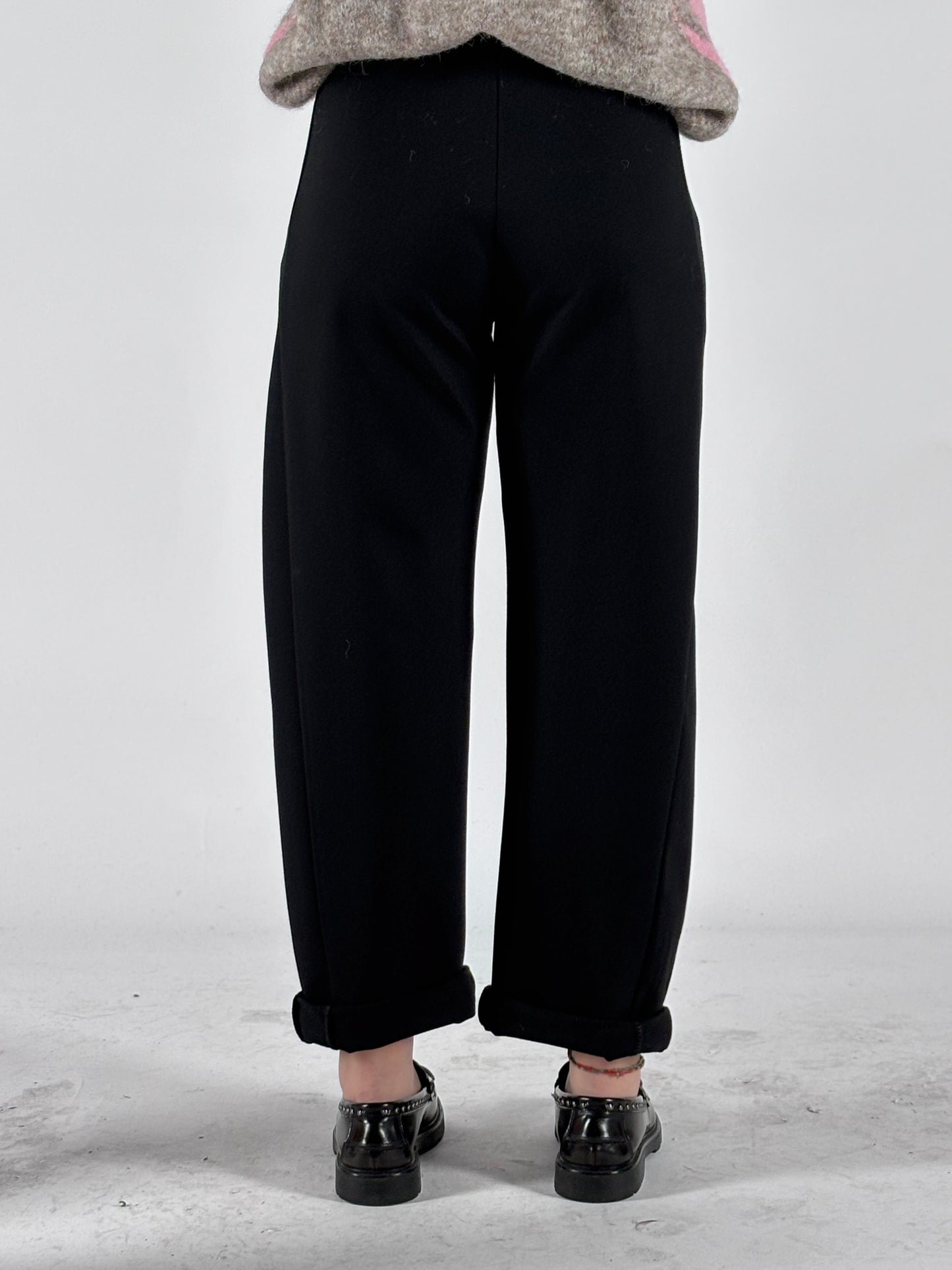 Susy Mix Pantalone ovetto punto milano con cinta NERO