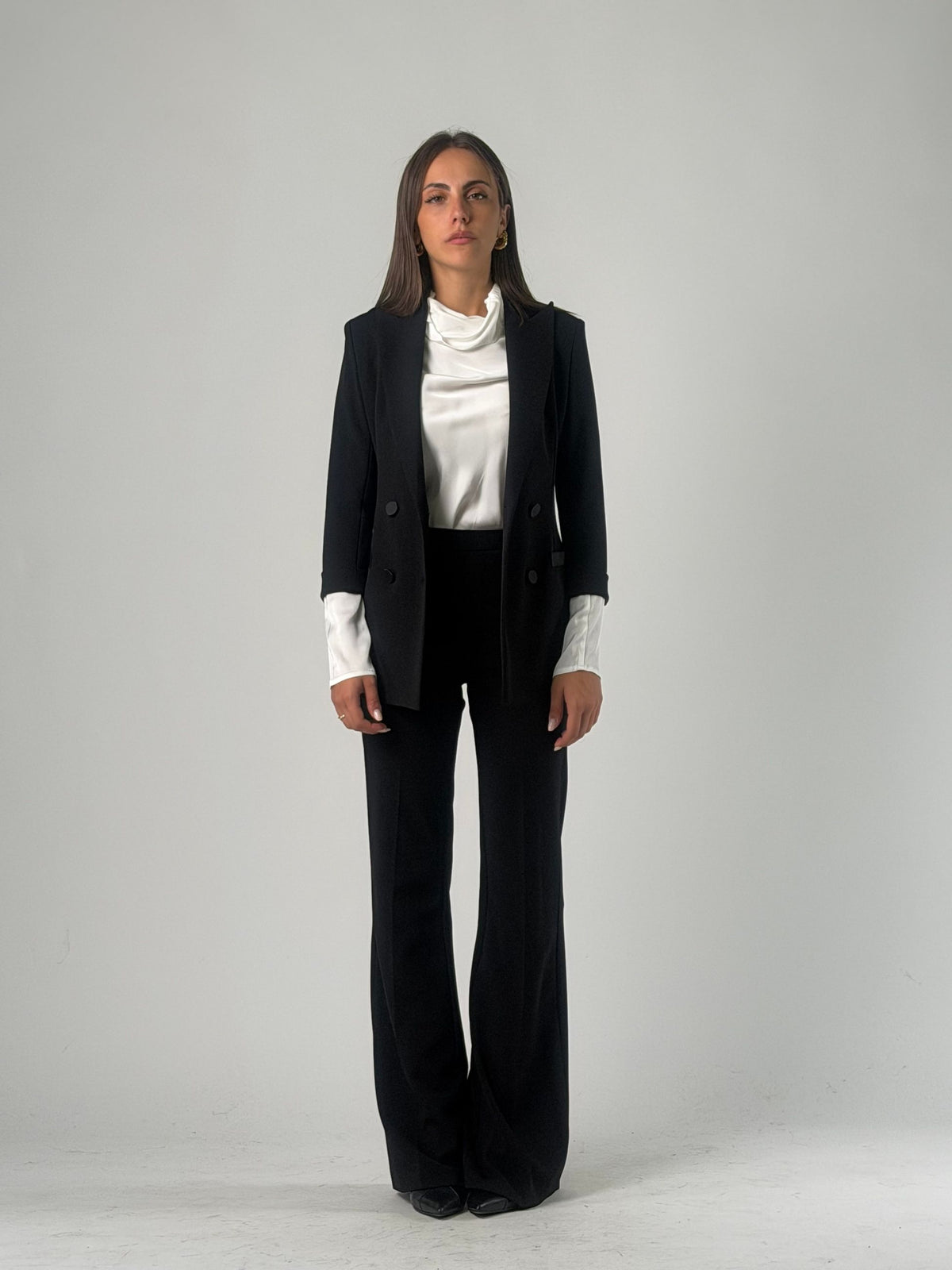 Blusa ml in viscosa con collo