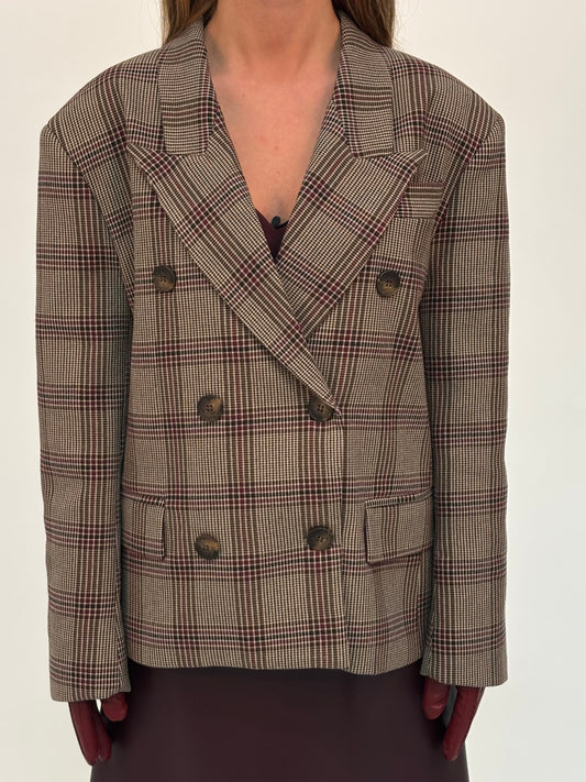 Tensione In Giacca doppiopetto a scacchi MORO/BORDEAUX/PANNA