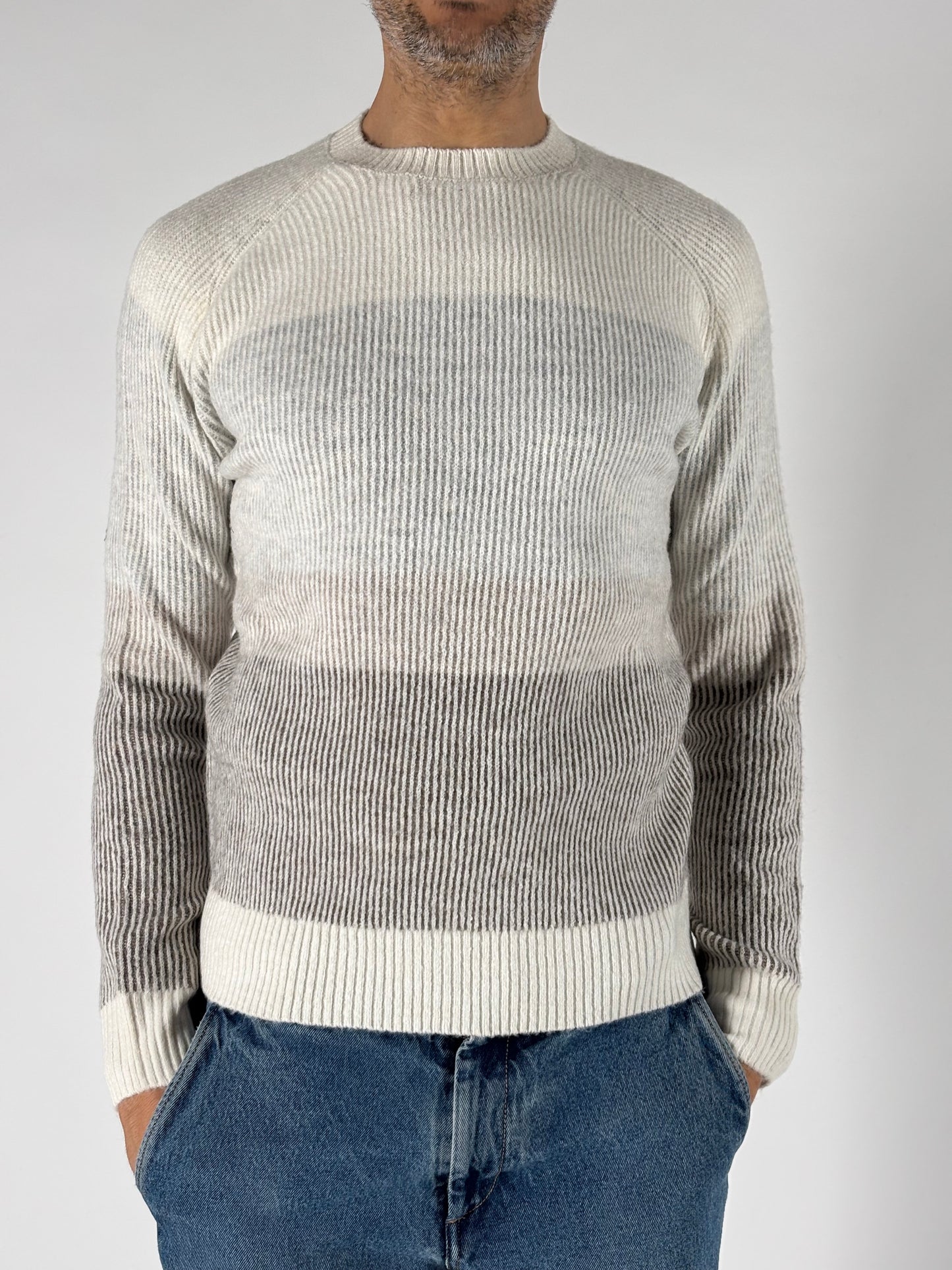 Seinse Maglia girocollo a bande melange PANNA