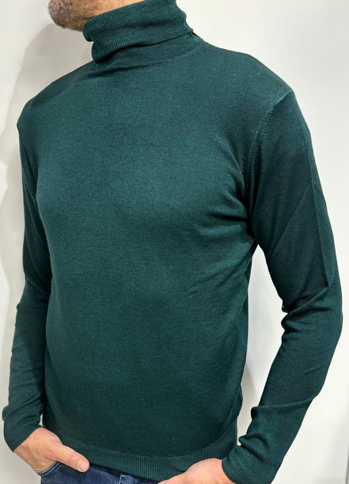 Retois maglia colloalto 100% lana merinos stretch VERDE