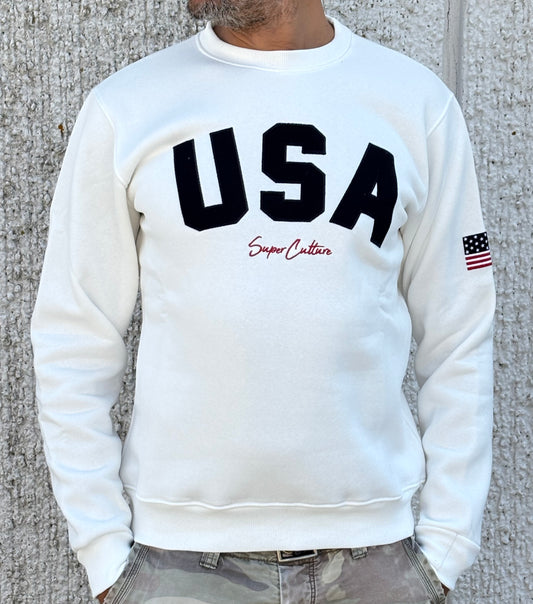 Superculture Felpa girocollo USA BIANCO