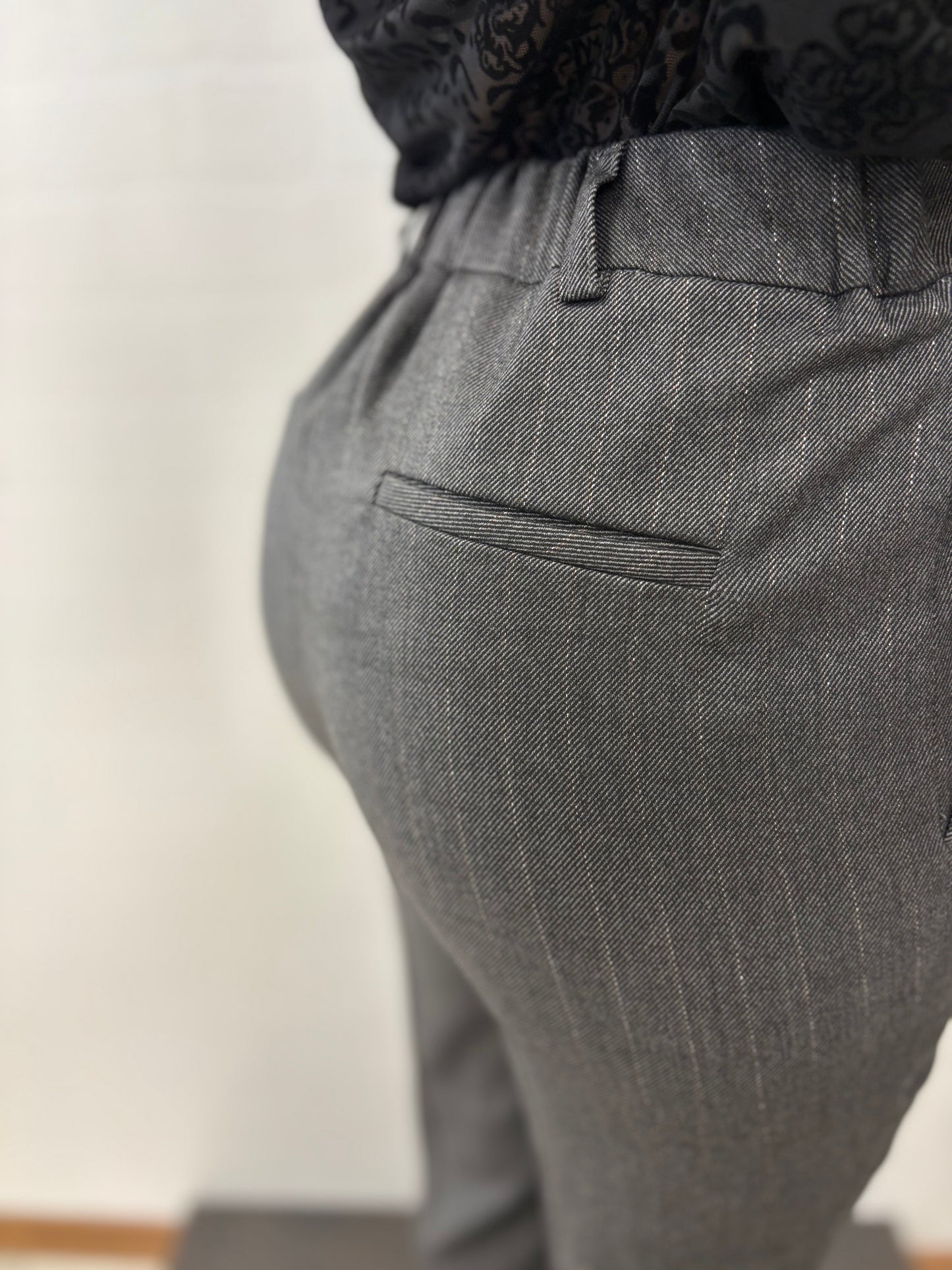 Kocca Pantalone gessato in lurex argento GRIGIO