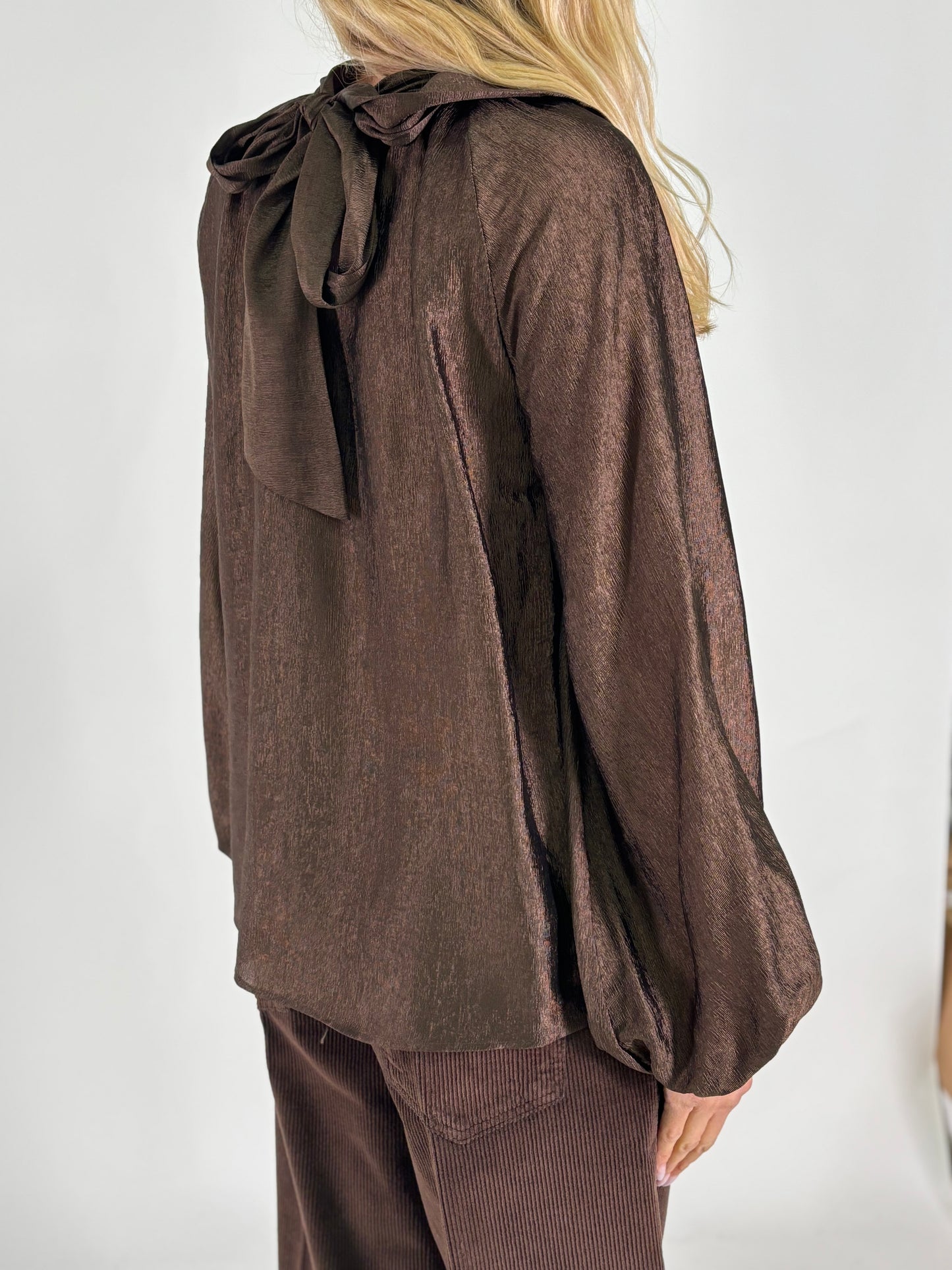 Tensione In Blusa ml fiocco dietro MARRONE