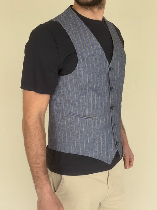 Le Braghe gilet RIGATO BLU