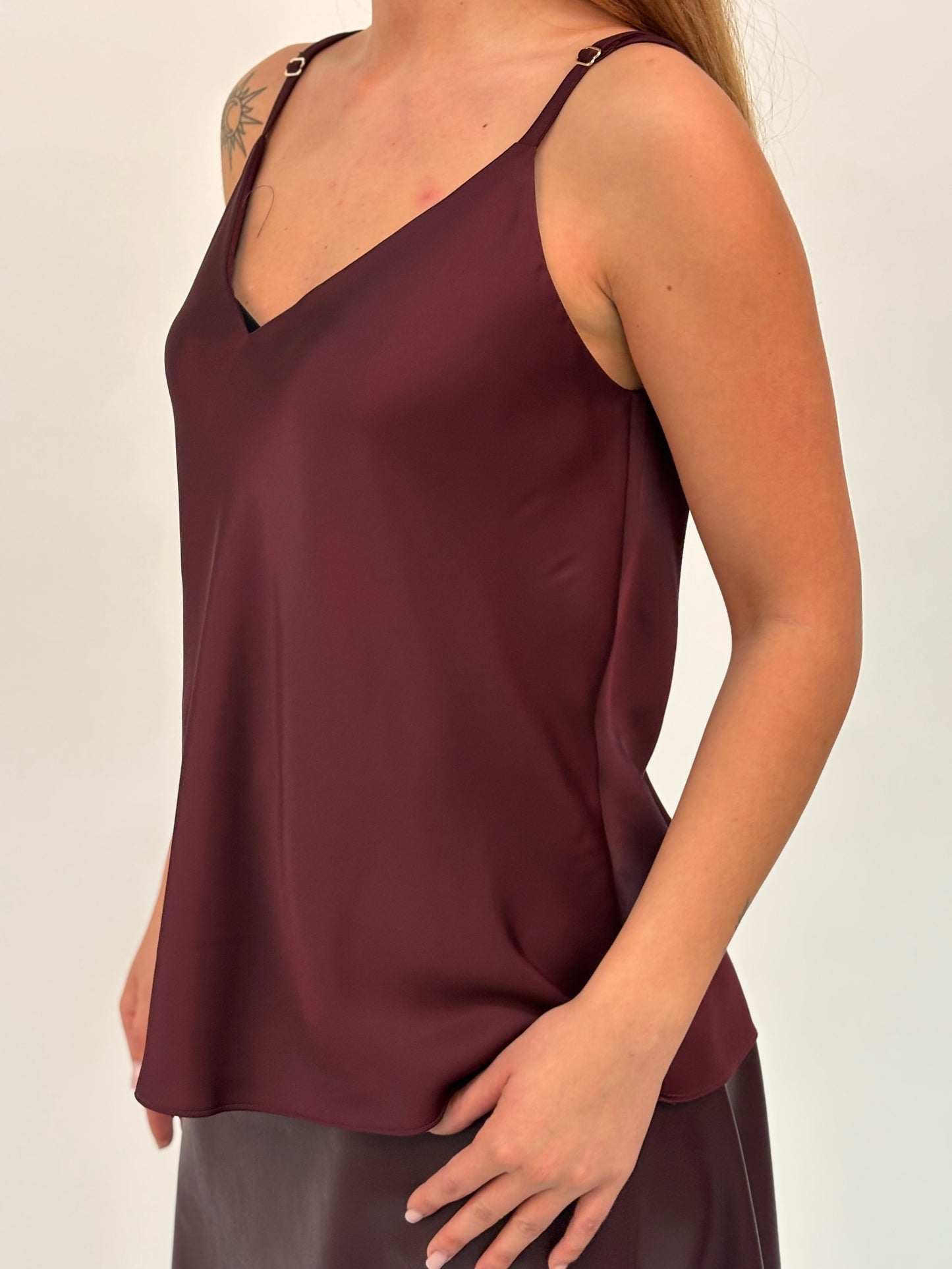 Dixie Canotta effetto raso BORDEAUX