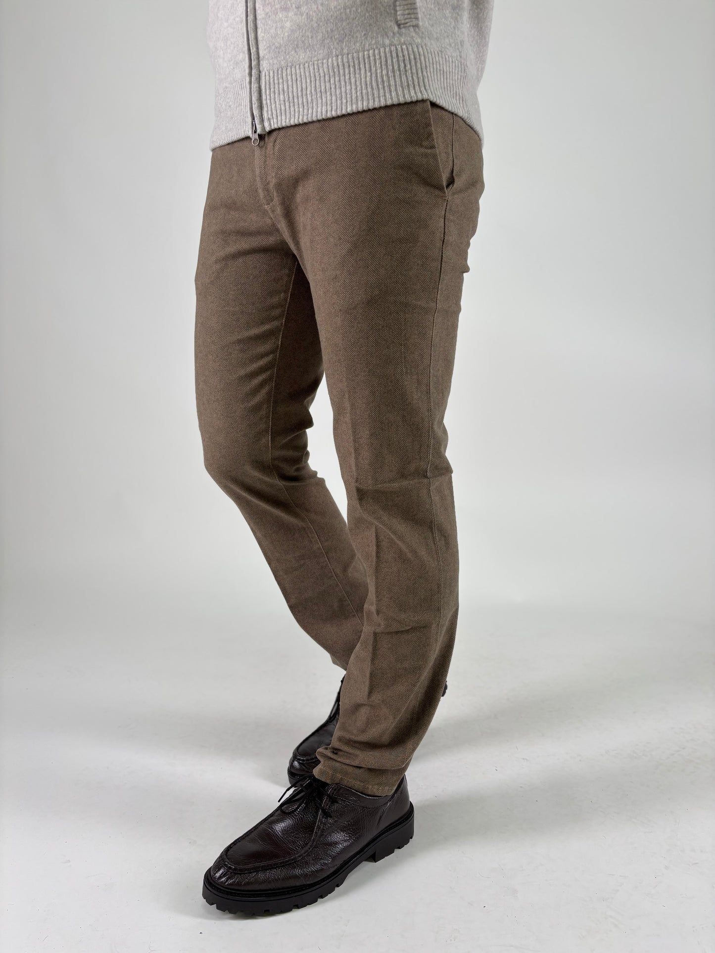 Teleria Zed Pantalone spinato slim TORTORA