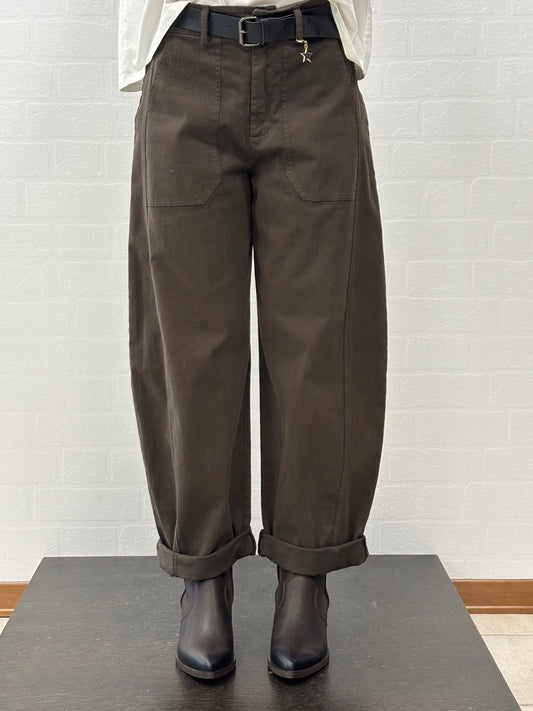 Susy Mix Pantalone ovetto con cinta MORO