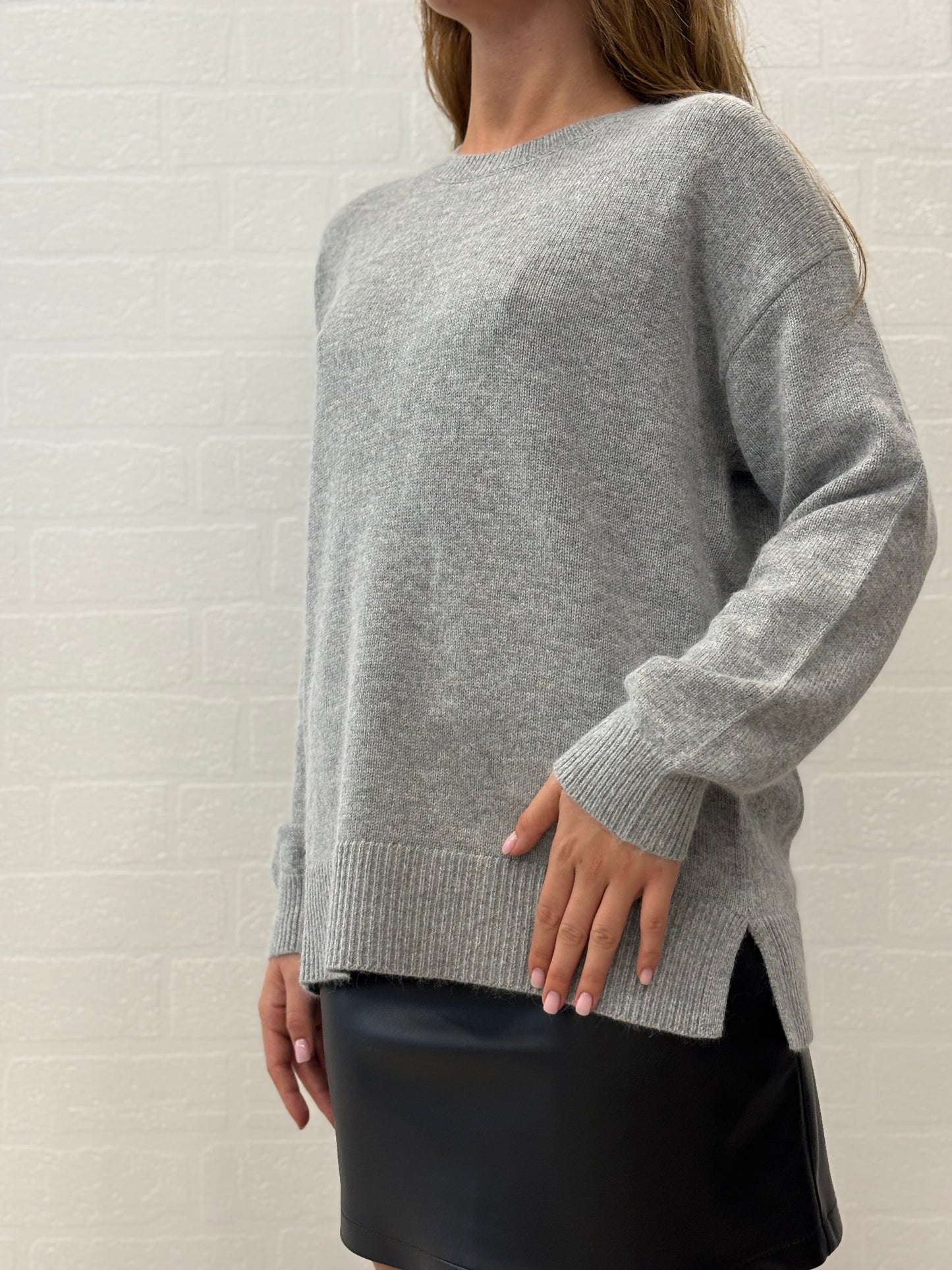 Griffai Maglia over ml girocollo in lana/angora PERLA