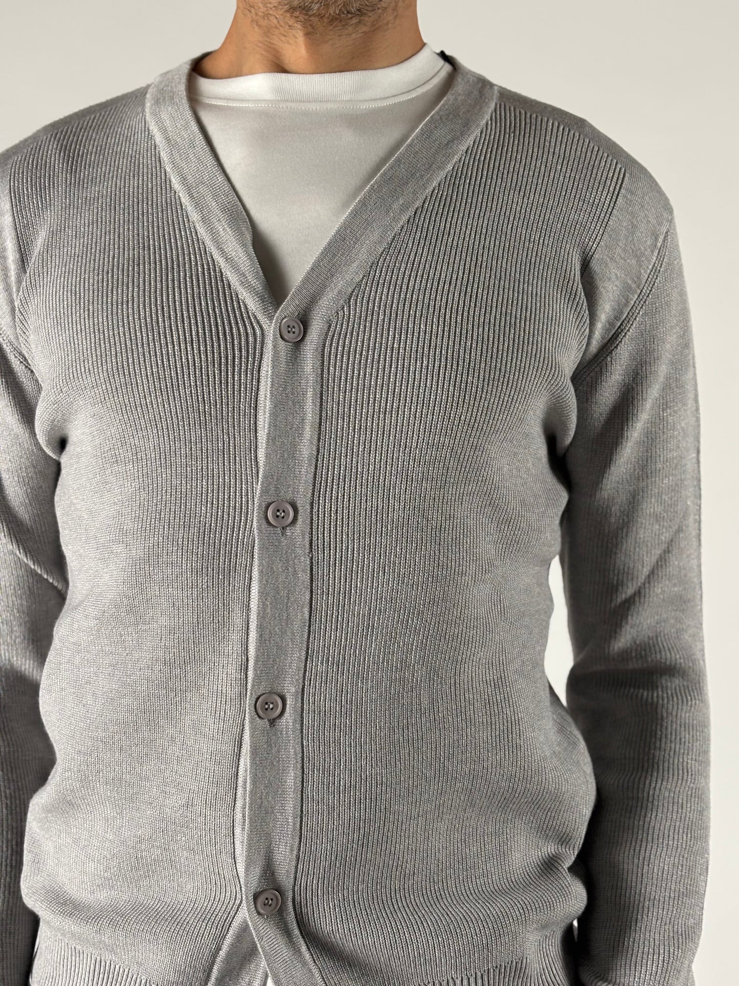 Seinse Cardigan ml V  in viscosa GRIGIO