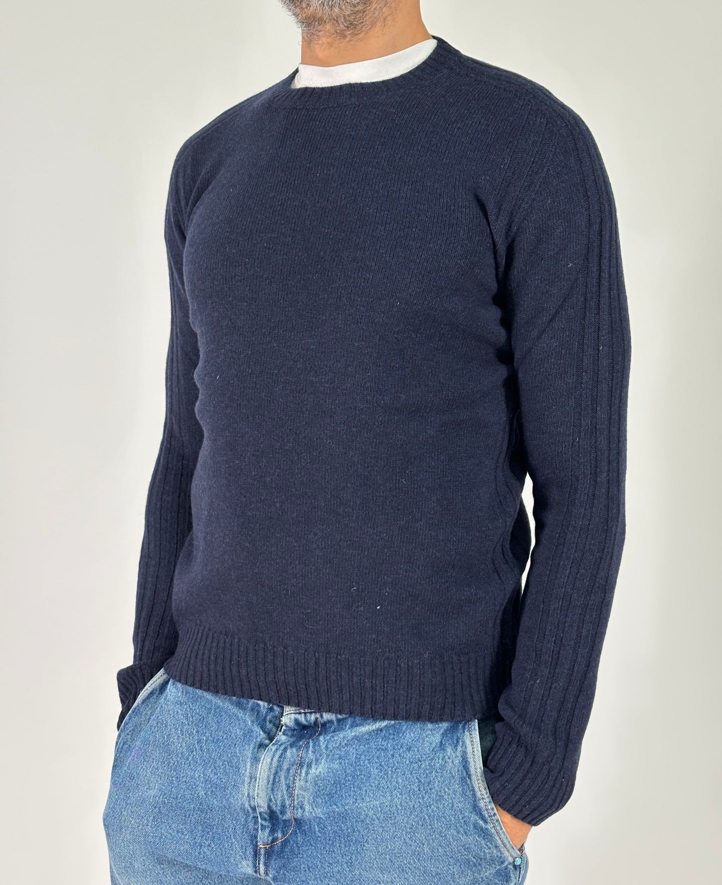 Retois Maglia girocollo ml in lana BLU