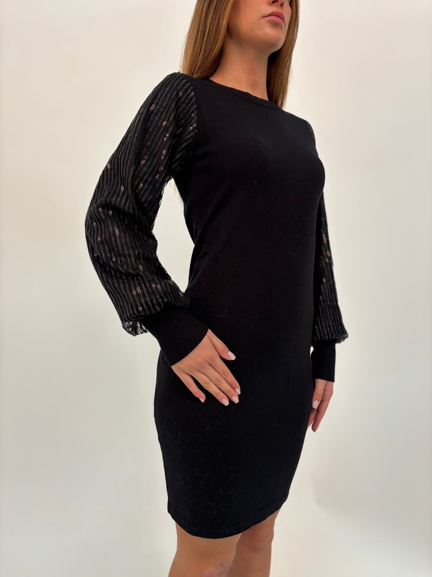 Molly Bracken Abito in maglia ml in paillettes NERO