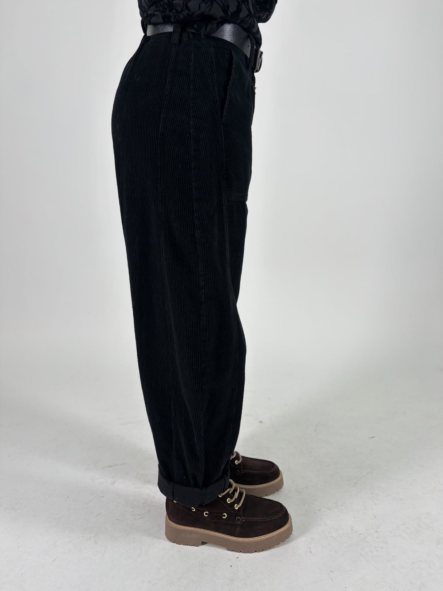 SusyMix pantalone ovetto velluto a coste NERO