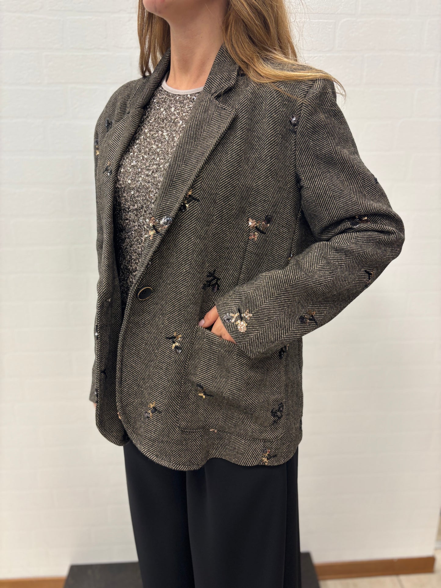 Philia Loft Giacca spinata con paillettes MARRONE