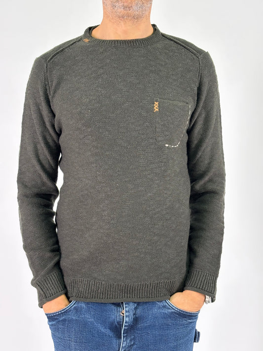 Loft88 Maglia girocollo con taschino MILITARE