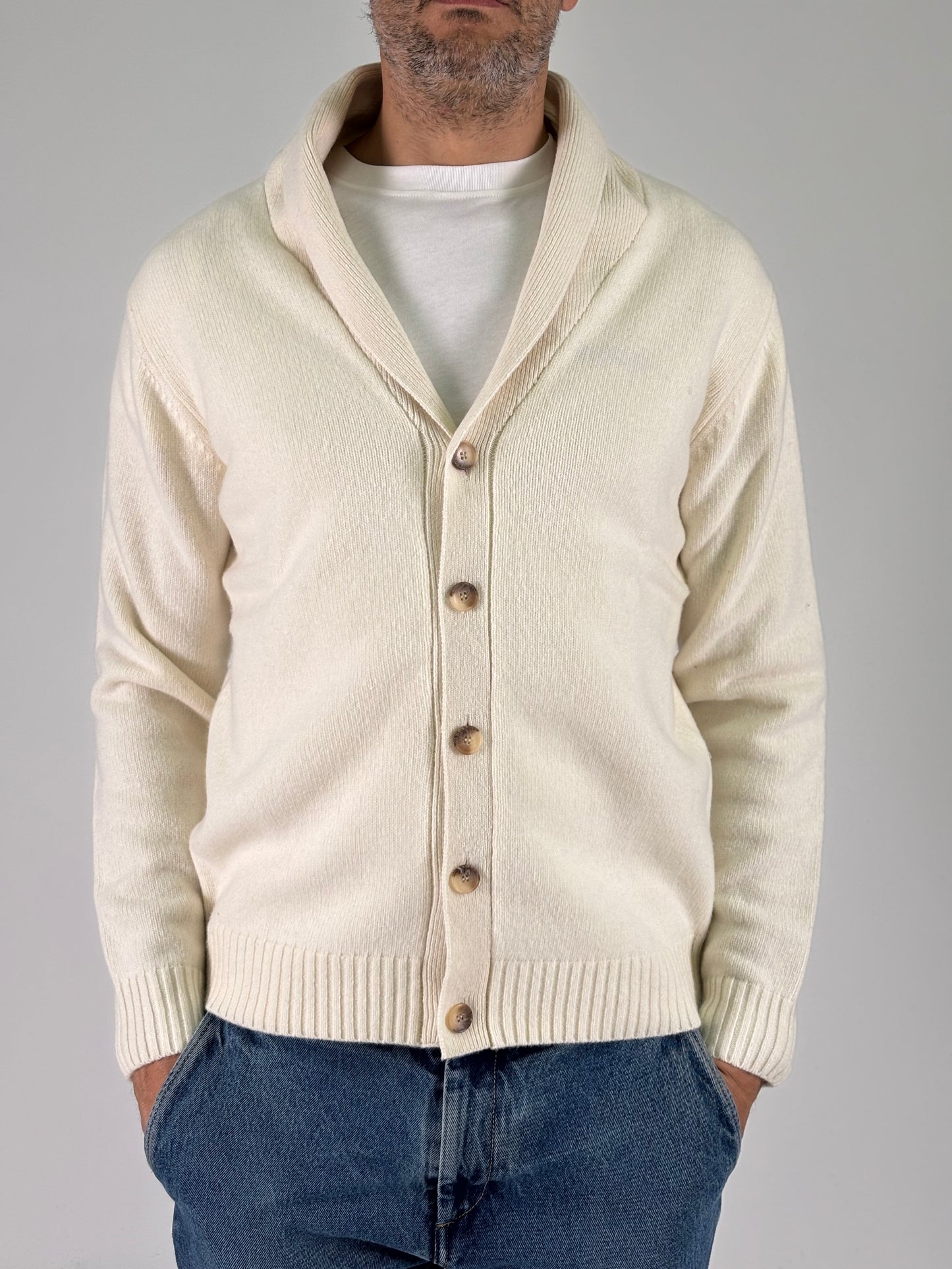 Sporting Mare Giacca maglia in lana PANNA