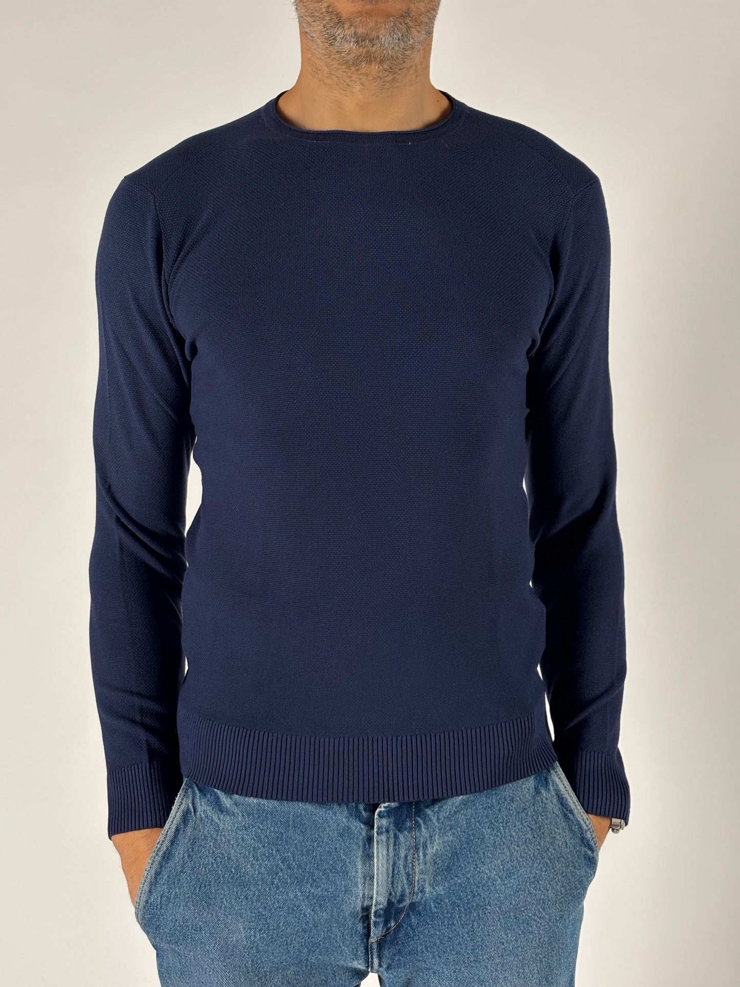 Loft88 Maglia girocollo ml operata in viscosa BLU