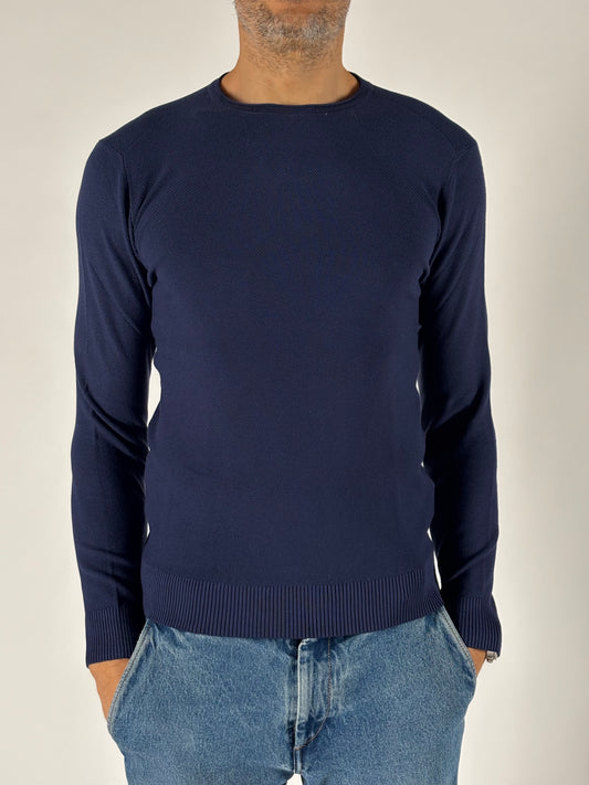 Loft88 Maglia girocollo ml operata in viscosa BLU