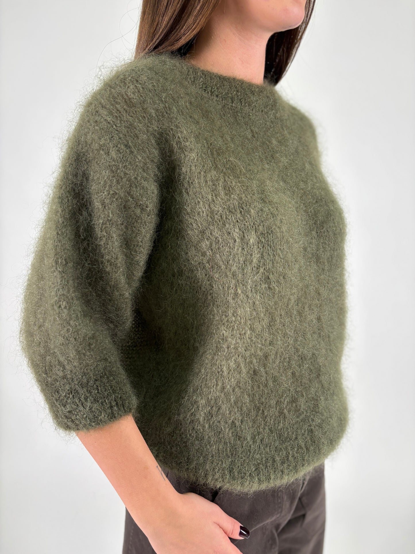 DIXIE maglia mohair m/corta MILITARE
