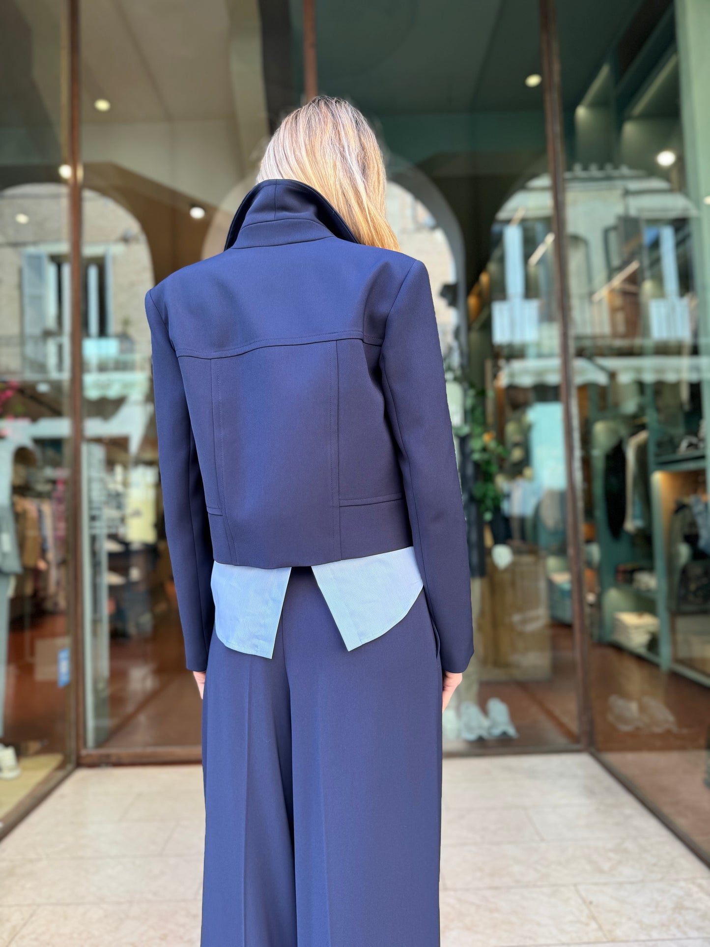 Patrizia Pepe Giubbino con zip doppio cursore e tasche BLU