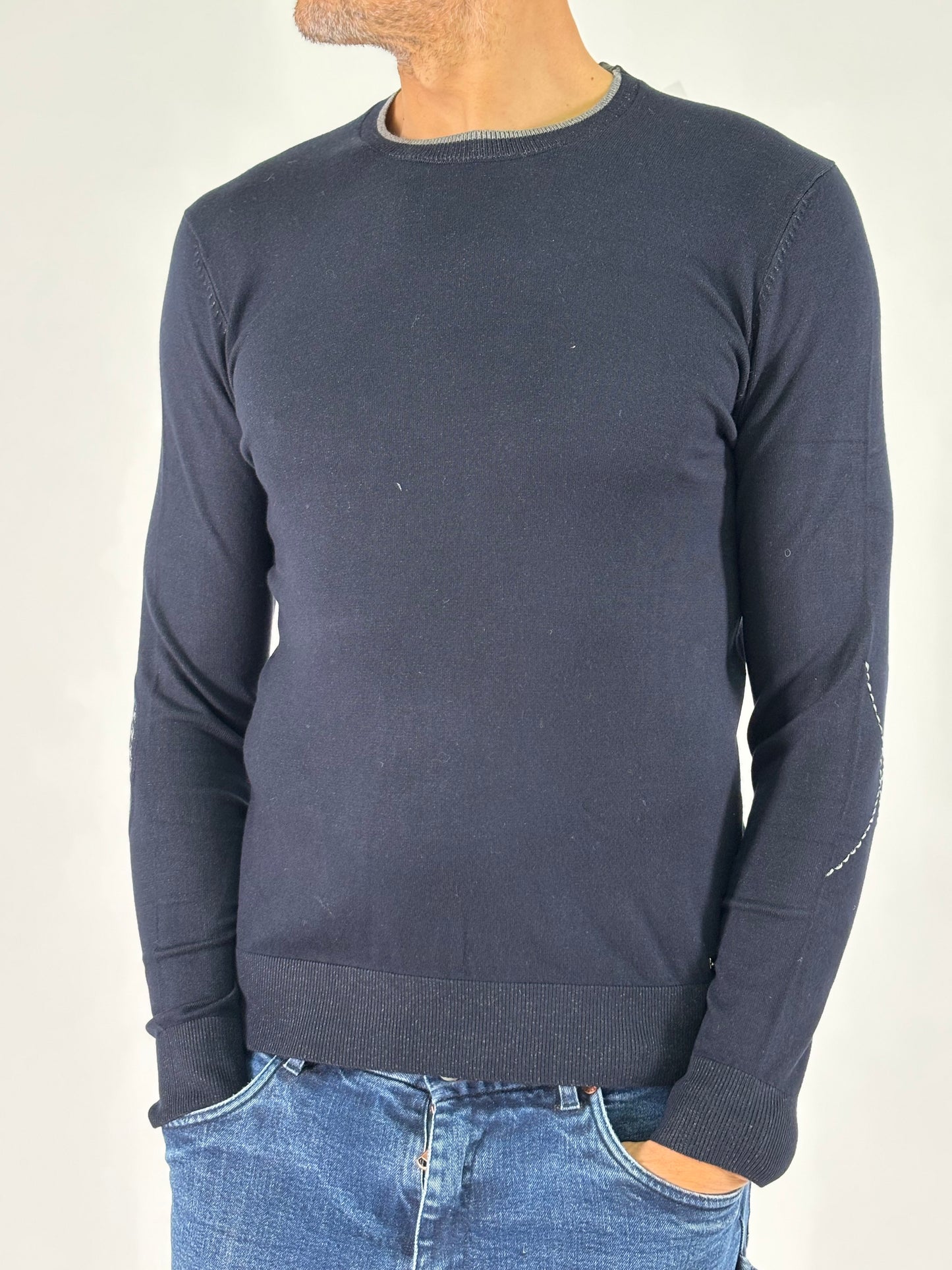 Markup Maglia girocollo ml con toppa gomito BLU