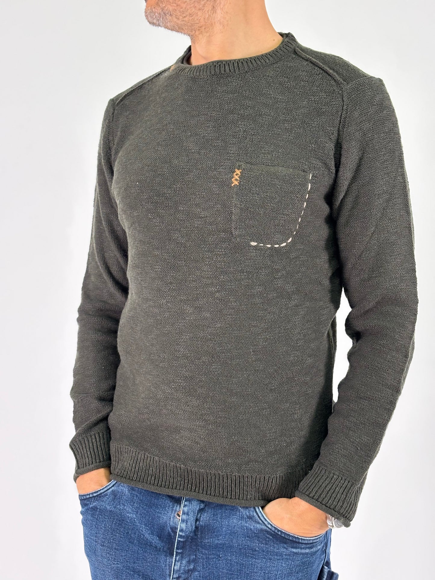 Loft88 Maglia girocollo con taschino MILITARE