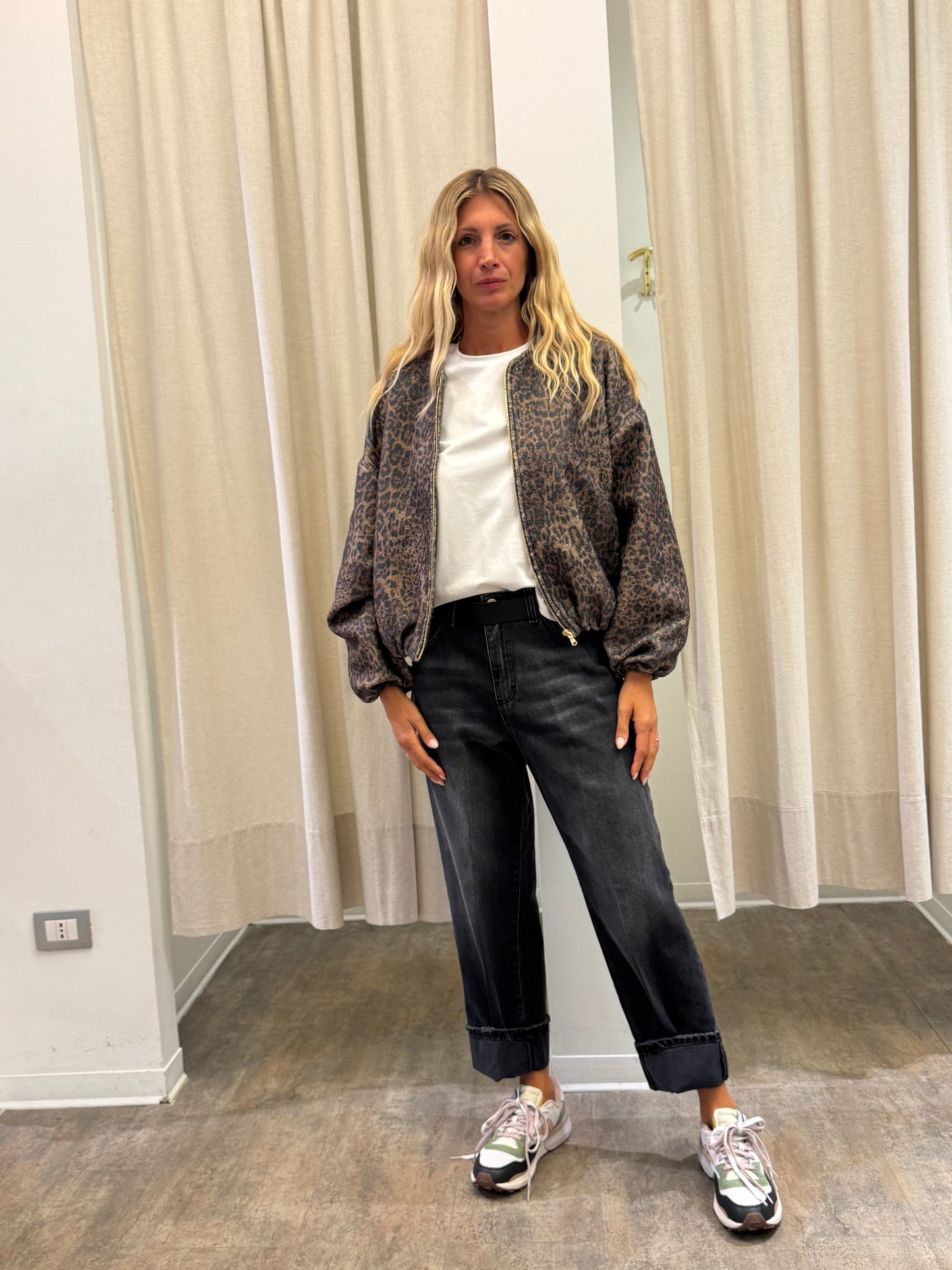 Susy Mix  t-shirt mm con frangia beige BIANCO