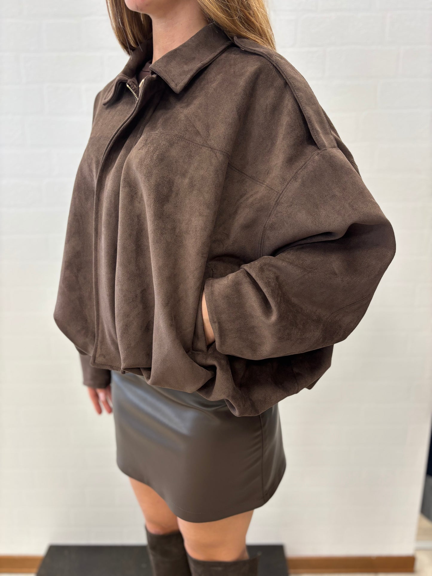 Susy Mix Giubbino ecodainetto con colletto MARRONE