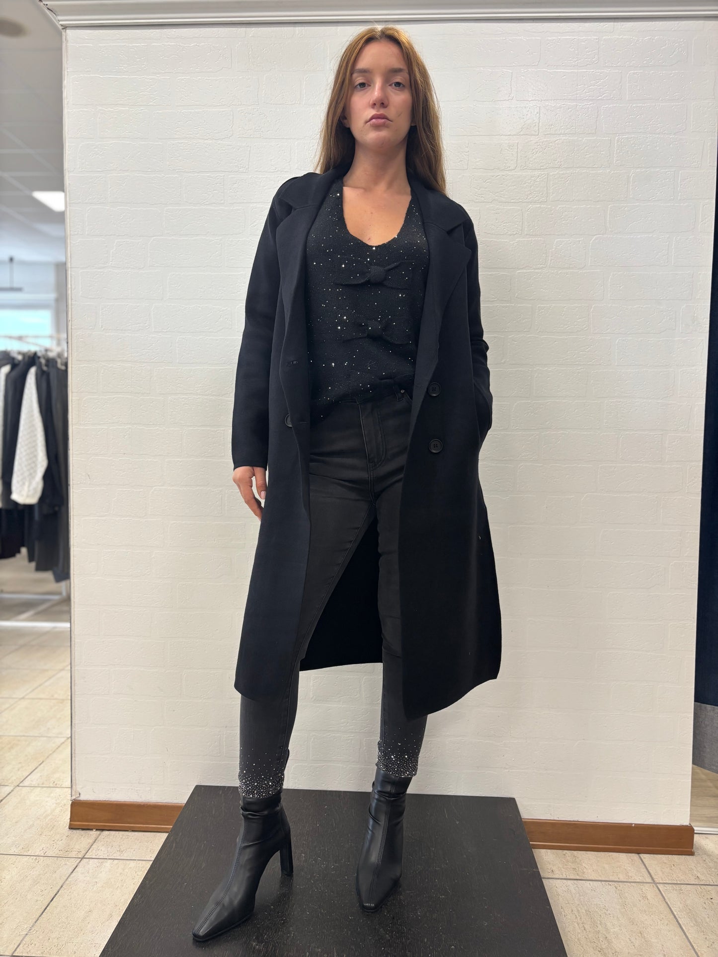 Molly Bracken Cappotto lungo doppiopetto Viscosa NERO