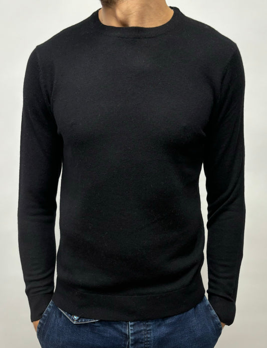 Markup Maglia girocollo lana e cashmere NERO