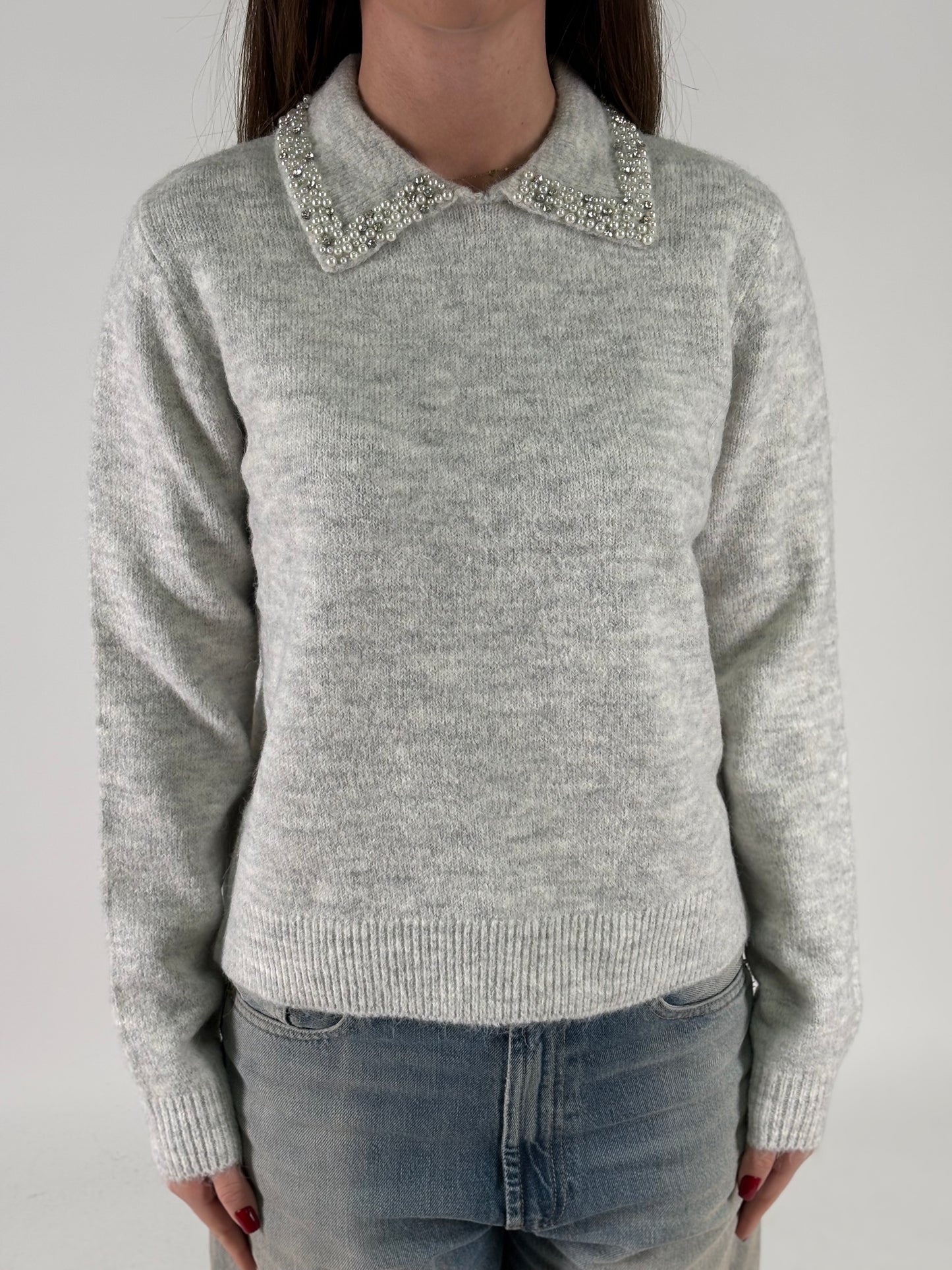Kocca Maglia colletto gioiello GRIGIO