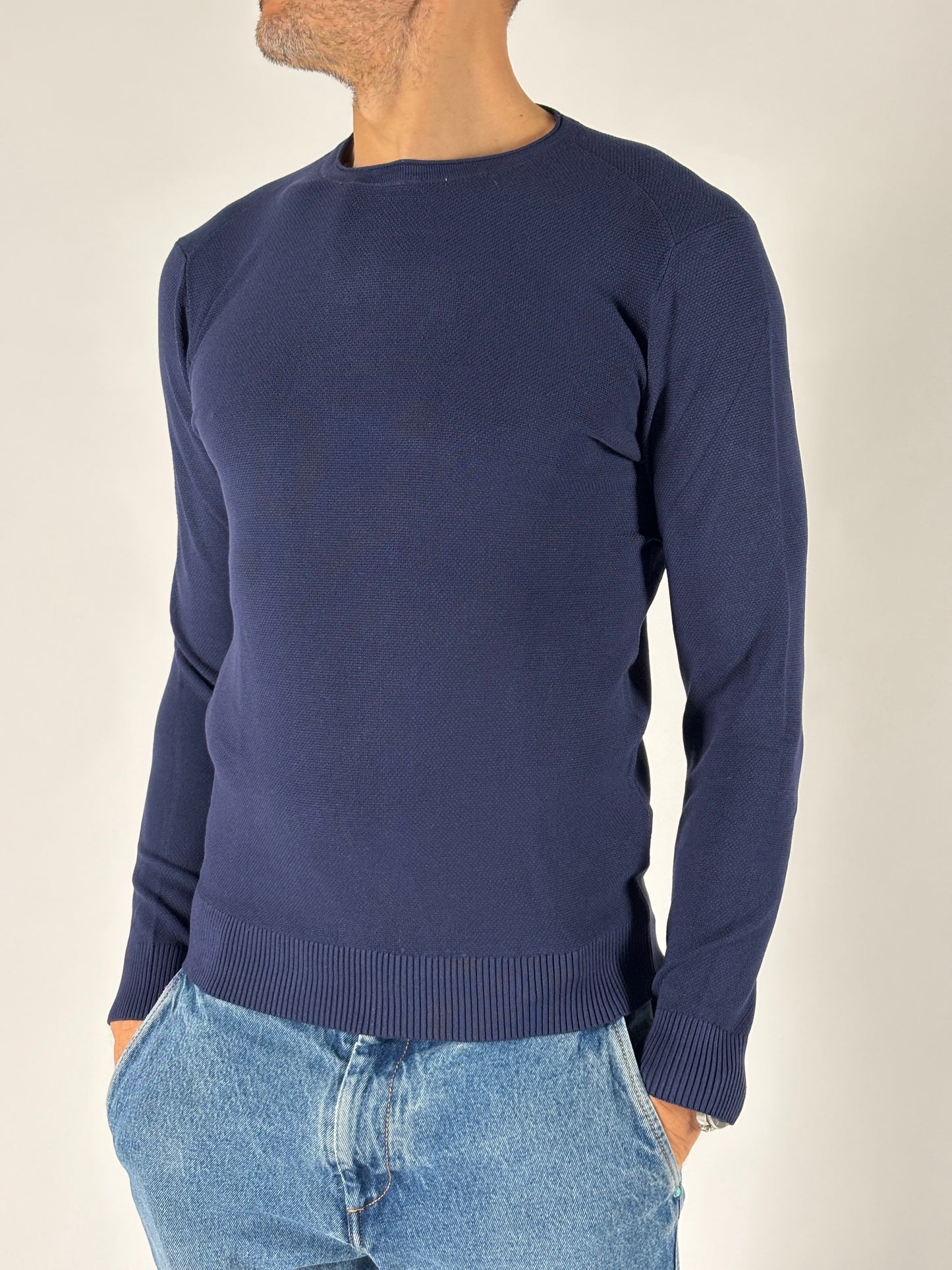 Loft88 Maglia girocollo ml operata in viscosa BLU