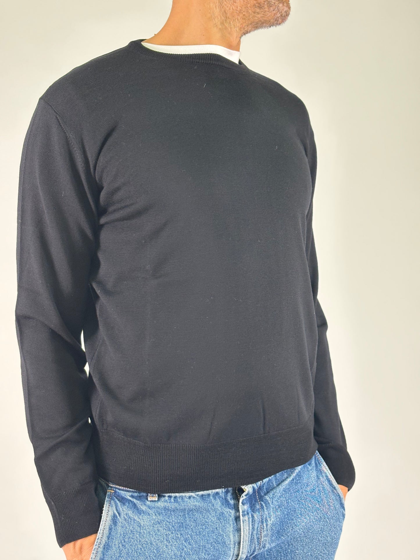 Sporting Mare Maglia ml girocollo in lana NERO