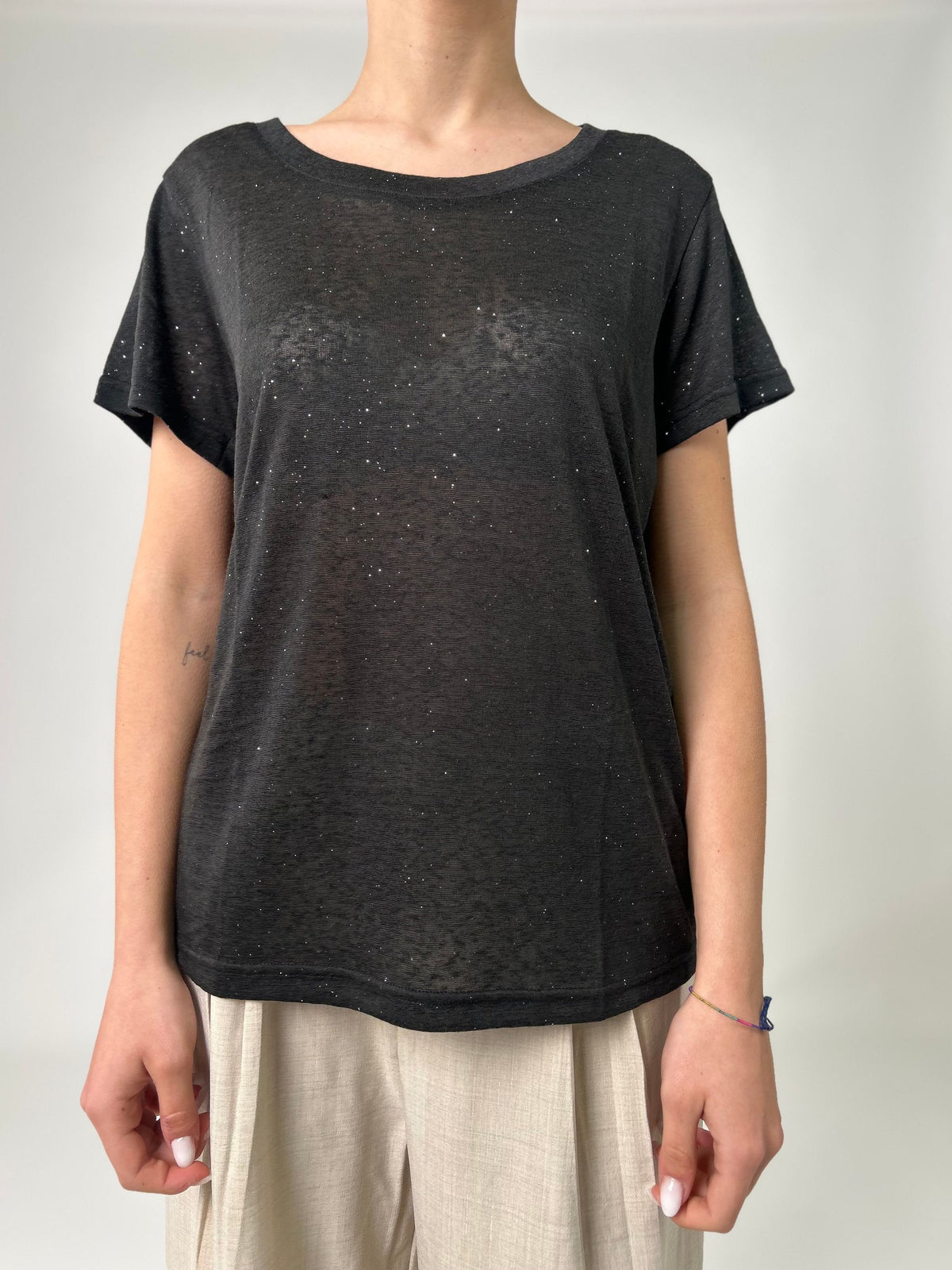 T-shirt mm glitterata argento