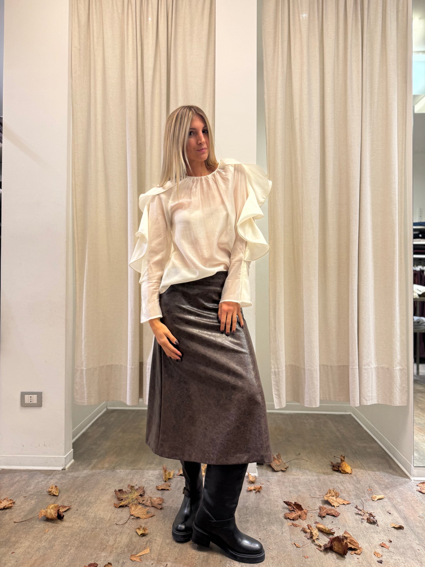 Tensione In Gonna ecopelle midi MARRONE