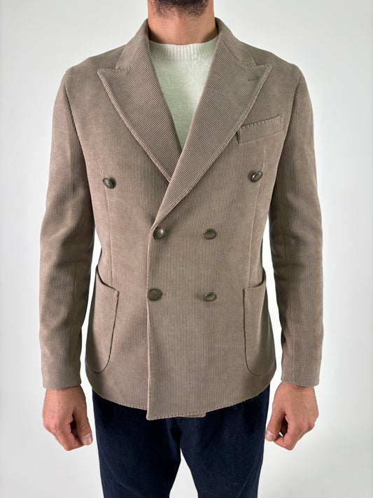 Loft88 giacca doppiopetto velluto millerighe BEIGE